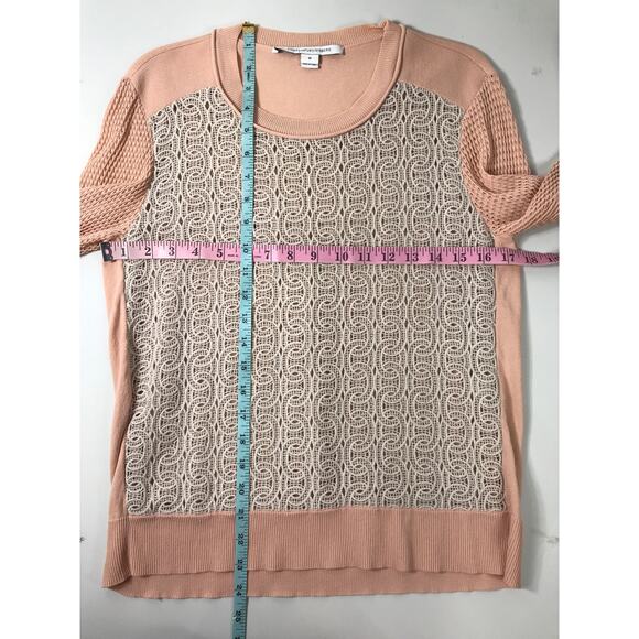 Diane Von Furstenberg Jordana Pink Peach Lace Knit Sweater Blouse Classy Elegant - Picture 9 of 9